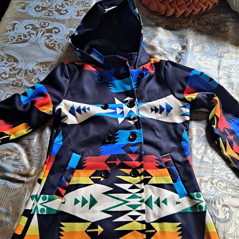 Native print coat